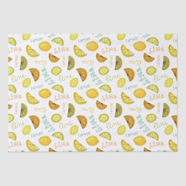 Papier Mousseline Citron et citron vert Motif (Recto)