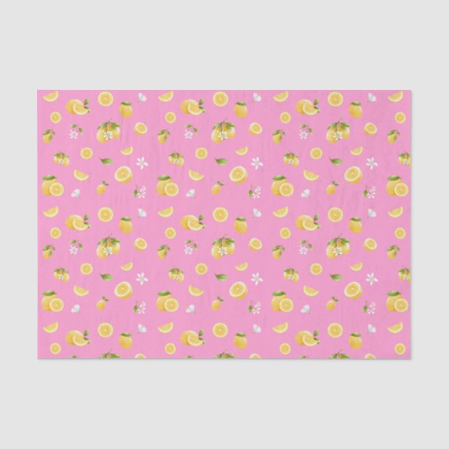 Papier Mousseline Citron Motif rose (Recto)