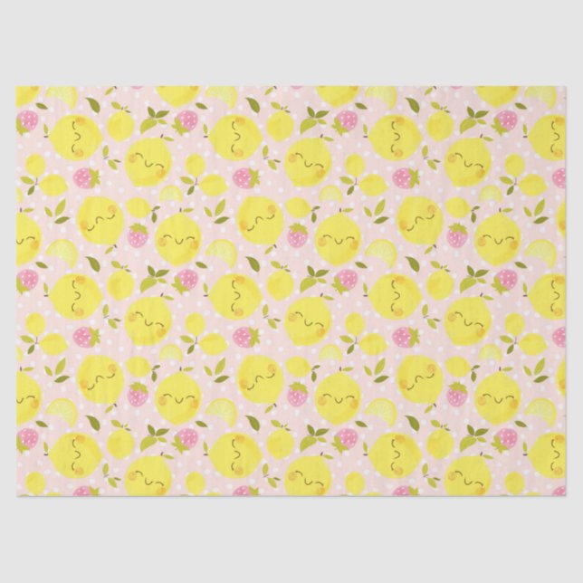 Papier Mousseline Citron rose fraise (Recto)