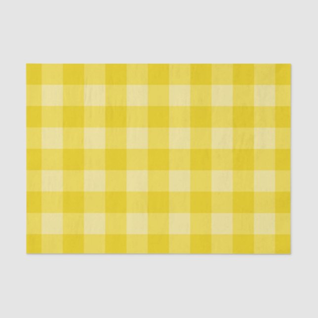 Papier Mousseline Citronade Jaune Tartan Lumineux Motif Plaid Imprim (Recto)
