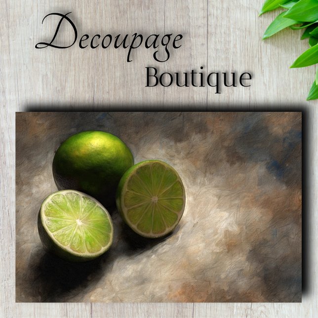 Papier Mousseline Citrons Classiques Cuisine Art Découpage Still (Classic Limes Still Kitchen Art Decoupage Tissue Paper)