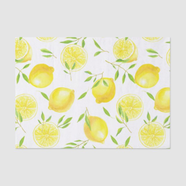 Papier Mousseline Citrons et feuilles (Recto)