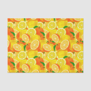 Papier Mousseline Citrons et oranges Papier Tissu Découpage Vintage