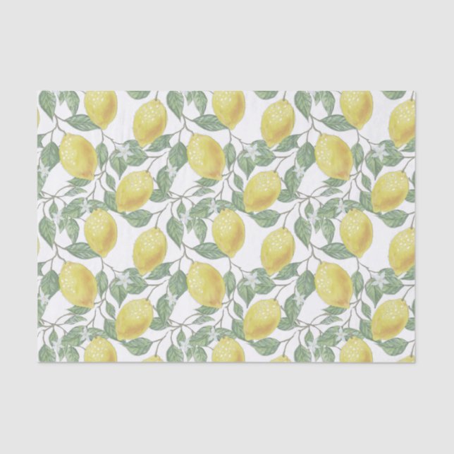 Papier Mousseline Citrons, Feuilles, Fleurs Cuisine Jardin Découpage (Recto)