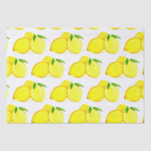 Papier Mousseline Citrons peints Aquarelle Motif de fruits jaunes