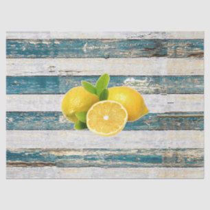 Papier Mousseline Citrons rustiques (bleus)
