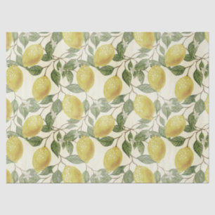 Papier Mousseline Citrons Vintage Feuilles Botanique