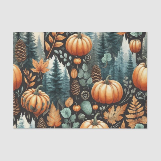 Papier Mousseline Citrouille Aquarelle Motif d'automne pour automne (Recto)