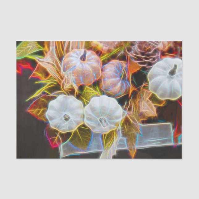 Papier Mousseline Citrouille automne blanc orange brillant (Recto)