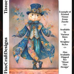 Papier Mousseline Citrouille blanche sous manteau floral bleu DM9LF 