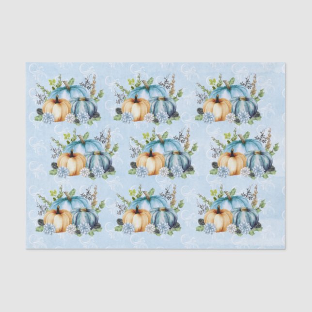 Papier Mousseline Citrouille bleu d'aquarelle automne automne (Recto)