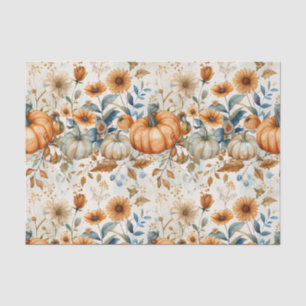 Papier Mousseline Citrouille d'automne et fleurs automne Découpage