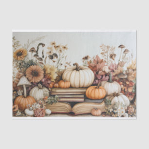 Papier Mousseline Citrouille d'automne et fleurs automne Découpage