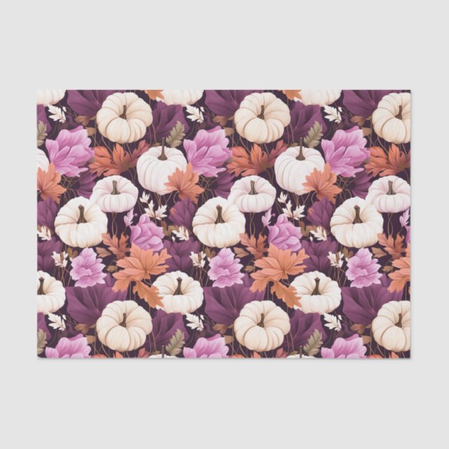 Papier Mousseline Citrouille d'automne et fleurs automne Découpage (Recto)