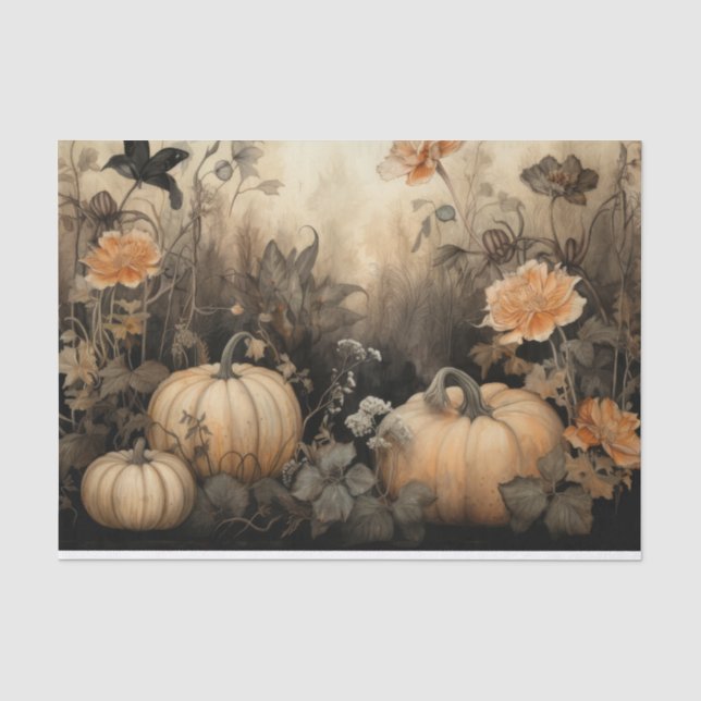 Papier Mousseline Citrouille d'Halloween d'automne avec découpage de (Recto)