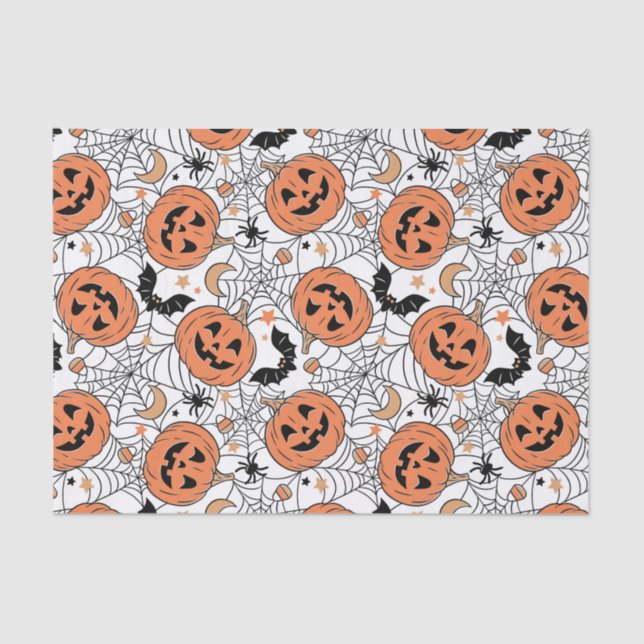 Papier Mousseline Citrouille éffrayant Motif Halloween (Recto)