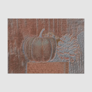 Papier Mousseline Citrouille Orange Argent Metallic élégant automne
