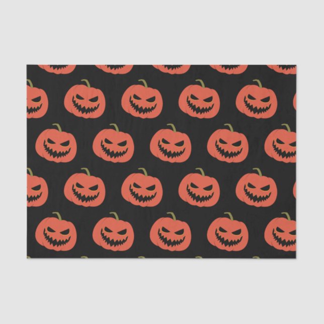 Papier Mousseline Citrouille Orange Black Motif Halloween (Recto)