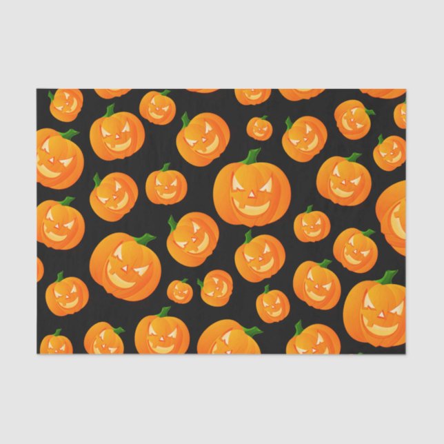 Papier Mousseline Citrouille orange et noir de Halloween de bande (Recto)