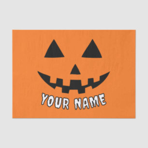 Papier Mousseline Citrouille orange personnalisé Halloween Votre Nom