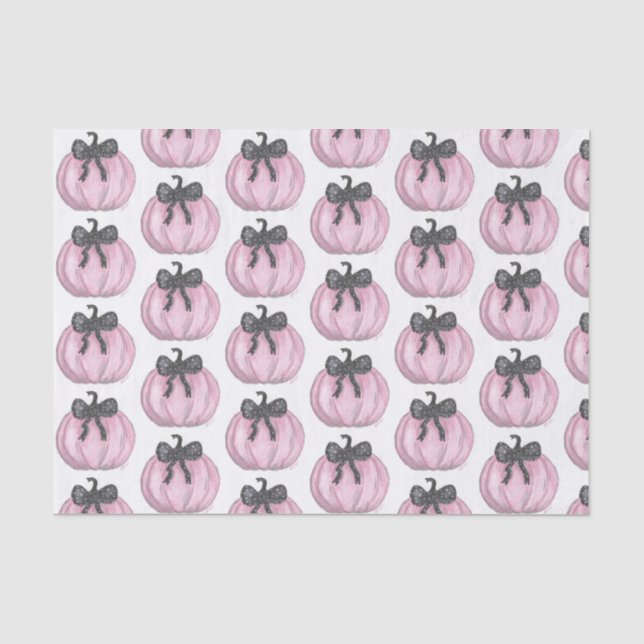 Papier Mousseline Citrouille rose avec arc noir (Recto)