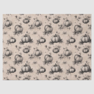 Papier Mousseline Citrouille vintage et Motif de gravure de vigne