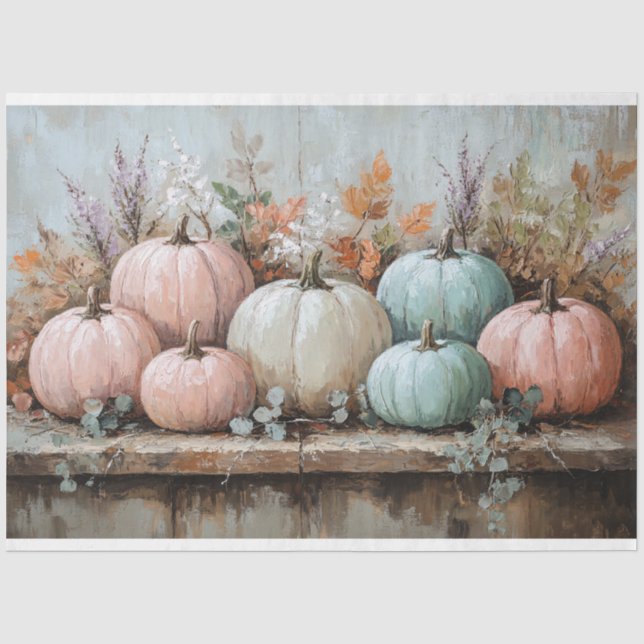 Papier Mousseline Citrouilles au Découpage Pastel (Recto)