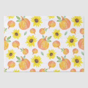 Papier Mousseline Citrouilles d'aquarelle et tournesols