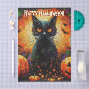 Papier Mousseline Citrouilles de chauves-souris de chat noir Découpa
