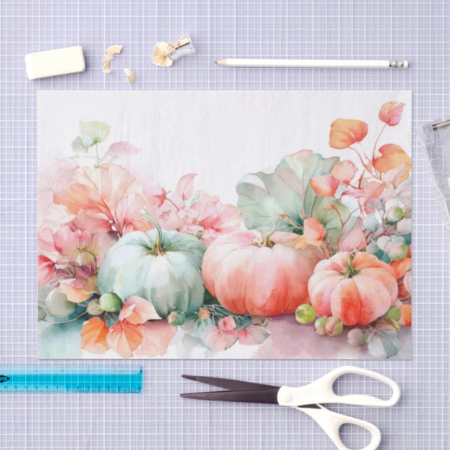 Papier Mousseline Citrouilles et Fleurs d'Automne Découpage d'Automn (Artisanat)