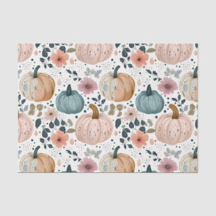 Papier Mousseline Citrouilles et fleurs d'automne motif de découpage