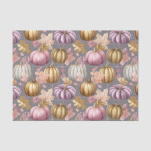 Papier Mousseline Citrouilles et fleurs d'automne motif de découpage