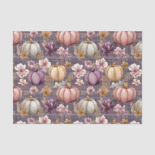 Papier Mousseline Citrouilles et Fleurs d'Automne Motif de Découpage