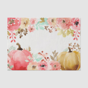 Papier Mousseline Citrouilles et fleurs d'automne rose découpage aut