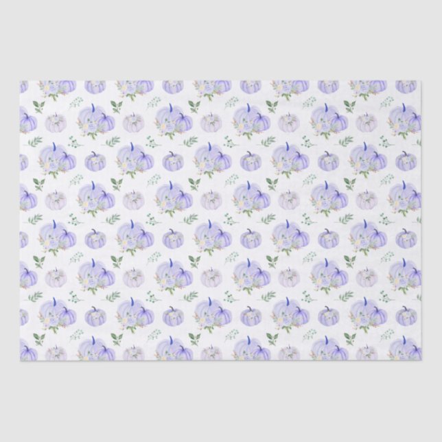 Papier Mousseline Citrouilles Fleuries Violettes (Recto)