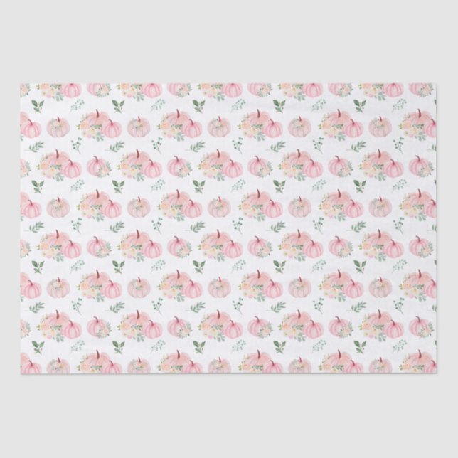 Papier Mousseline Citrouilles roses Floral (Recto)