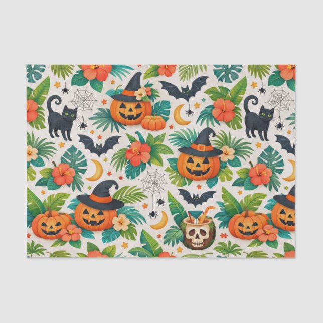 Papier Mousseline Citrouilles tropicales d'Halloween (Recto)