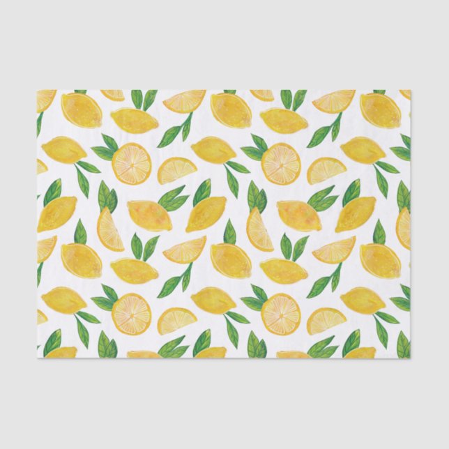 Papier Mousseline Citrus Citron Fruit motif Papier Tissu (Recto)