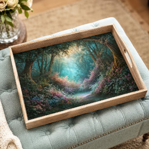 Papier Mousseline Clairière de la Forêt Enchantée Brume Bleu-vert Dé