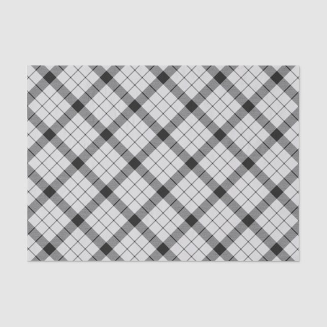 Papier Mousseline Clan MacFarlane Tartan noir et blanc (Recto)