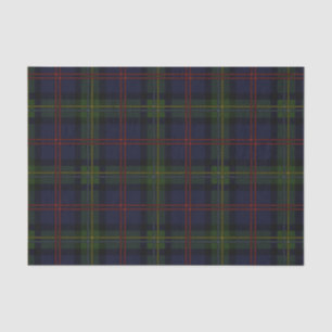 Papier Mousseline Clan Plaid Malcolm vert violet noir Tartan