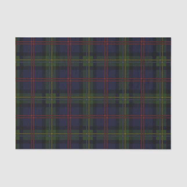 Papier Mousseline Clan Plaid Malcolm vert violet noir Tartan (Recto)