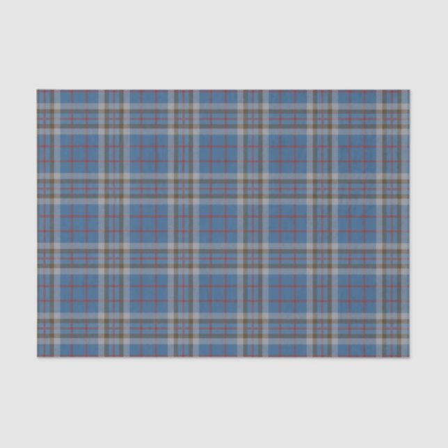 Papier Mousseline Clan Plaid Thompson gris bleu Check Tartan (Recto)