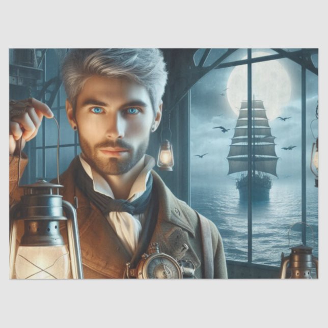 Papier Mousseline Clapet de phare Decoupage Steampunk Victorian (Recto)