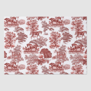 Papier Mousseline Classé élégant Rustique Cheval Rouge Country Toile
