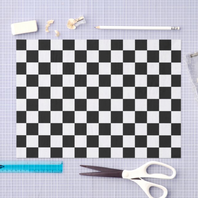 Papier Mousseline Classic black checkerboard (Artisanat)