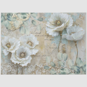 Papier Mousseline Classic Country Pies blanches chic et Eucalyptus