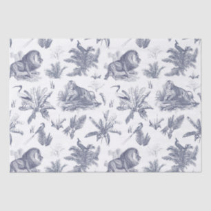 Papier Mousseline Classic Elegant Lion Tiger Bleu Toile