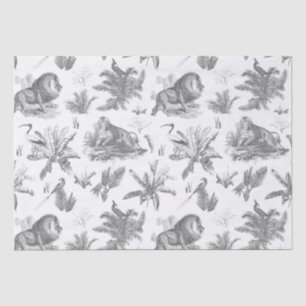Papier Mousseline Classic Elegant Lion Tiger Gris Toile