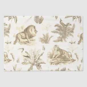 Papier Mousseline Classic Elegant Lion Tiger Toile Beige